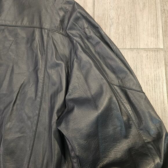 Vintage Torras Leather Jacket Mens Size XL Black Zip Front Bomber Spain Retro - Picture 14 of 15
